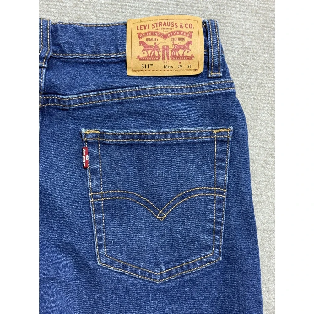 Levis 511 Jeans Boys 18 Regular 29x31 Blue Slim Fit Performance‎ Stretch Denim